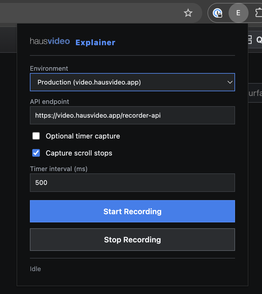 Explainer recorder extension interface.
