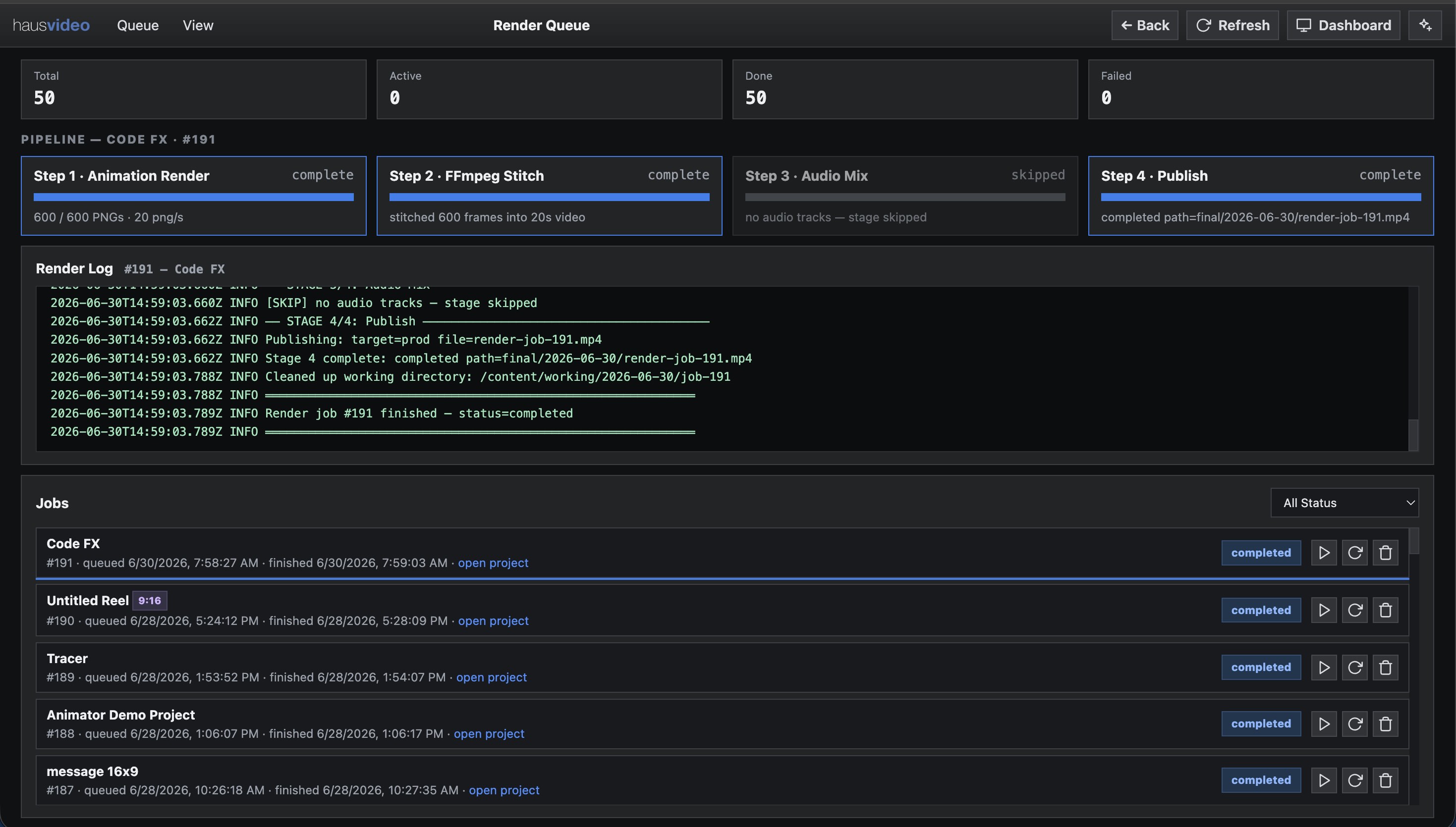 Render queue